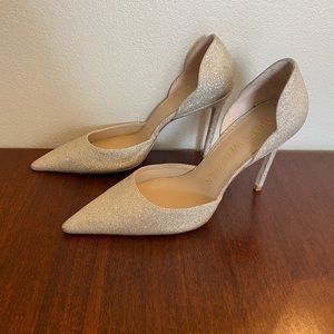 Stuart Weitzman silver sparkle heels